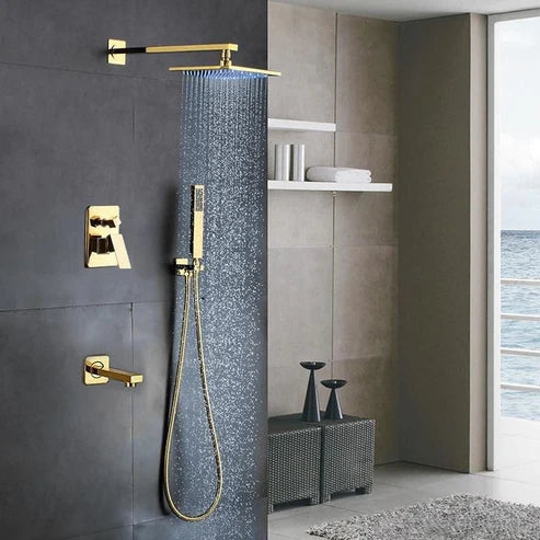 Brass Concealed Wall Shower | Silver - Black - Gold