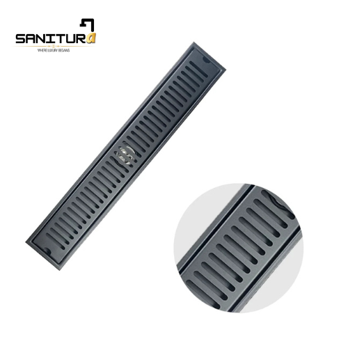 Modern Linear Shower Drain | Black