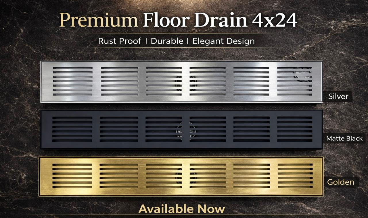 Modern Linear Shower Drain | Golden