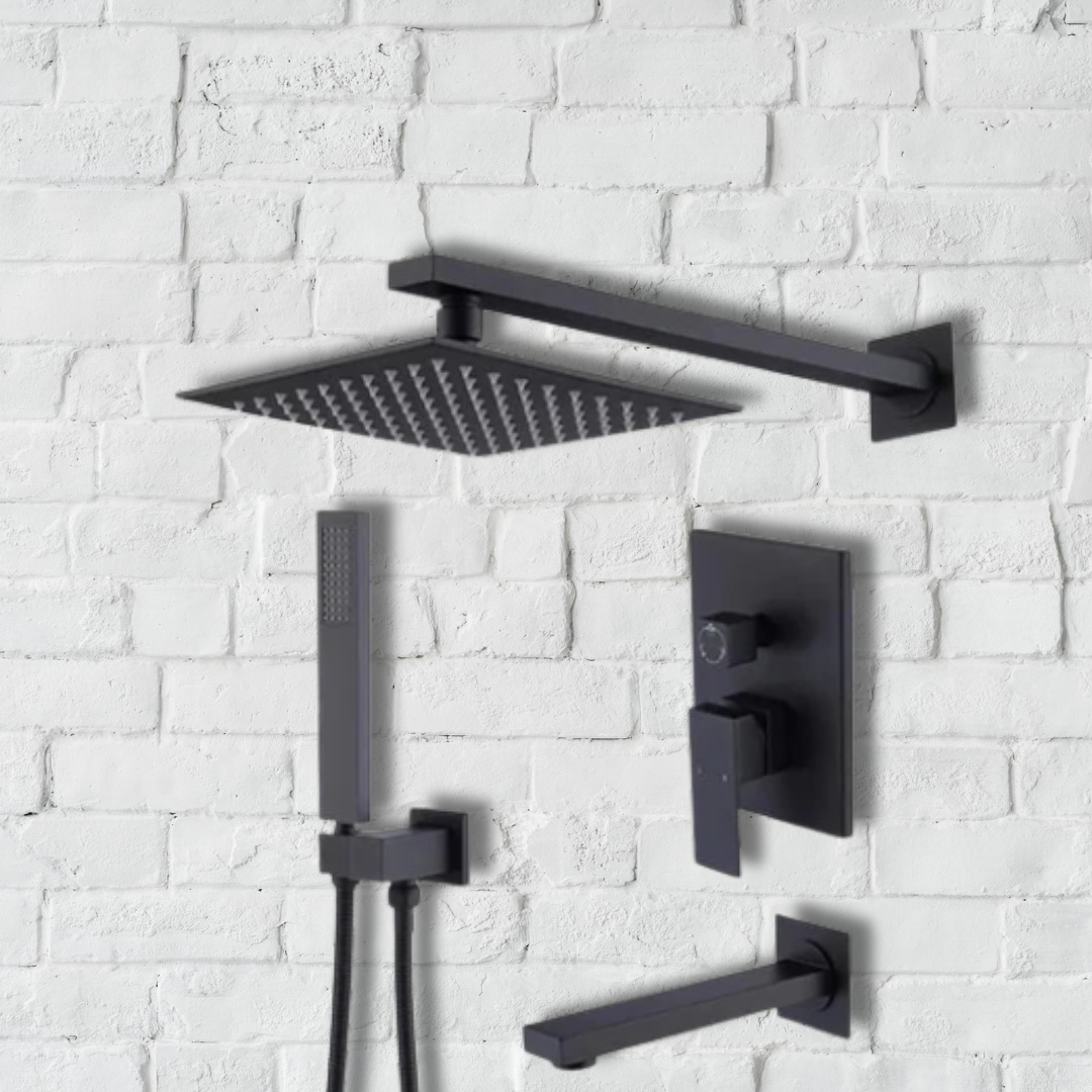 Brass Concealed Wall Shower | Silver - Black - Gold