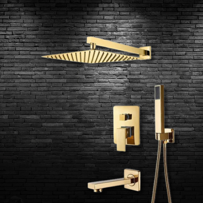Brass Concealed Wall Shower | Silver - Black - Gold