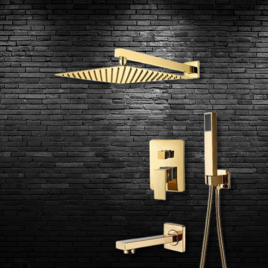 Brass Concealed Wall Shower | Silver - Black - Gold