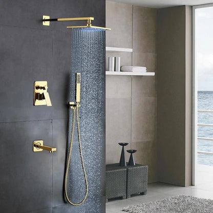 Brass Concealed Wall Shower | Silver - Black - Gold
