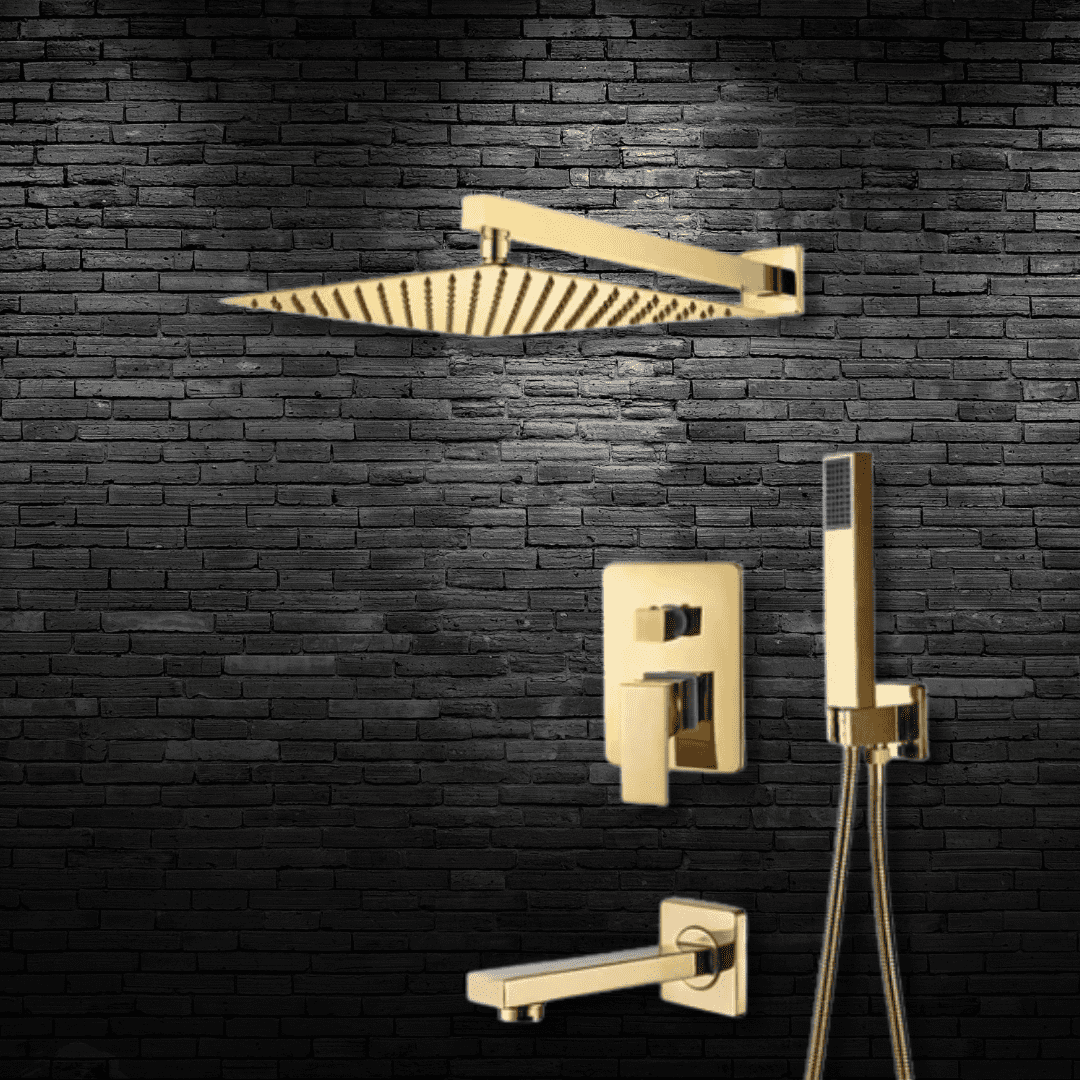 Brass Concealed Wall Shower | Silver - Black - Gold - Image 2