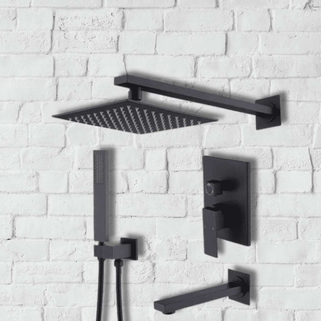 Brass Concealed Wall Shower | Silver - Black - Gold - Image 3