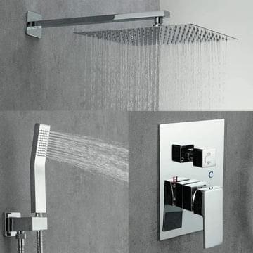 Brass Concealed Wall Shower | Silver - Black - Gold