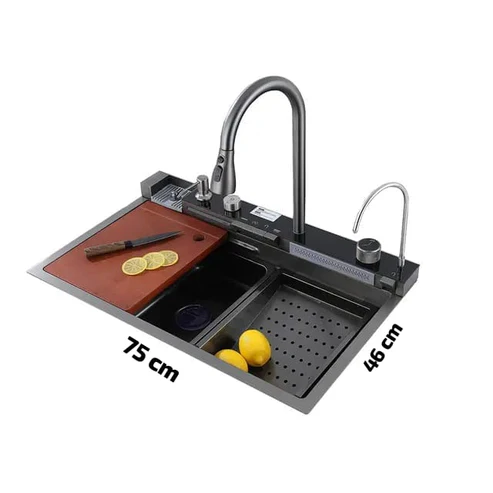 Multifunctional Piano Kitchen Sink Bowl | Black - Image 7