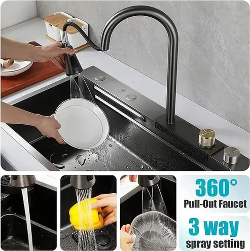 Multifunctional Piano Kitchen Sink Bowl | Black - Image 4